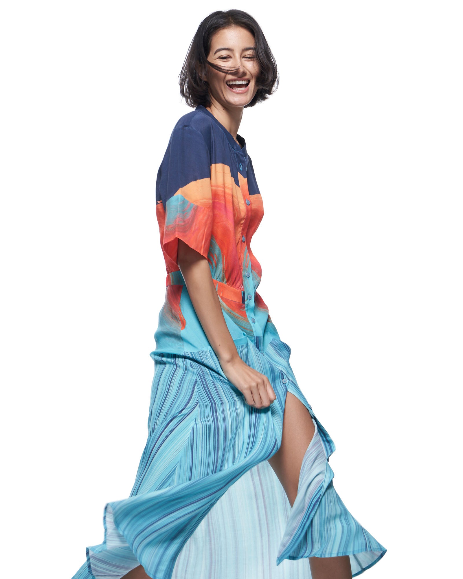 Cobie Shirtdress | Striped Baja Swirl