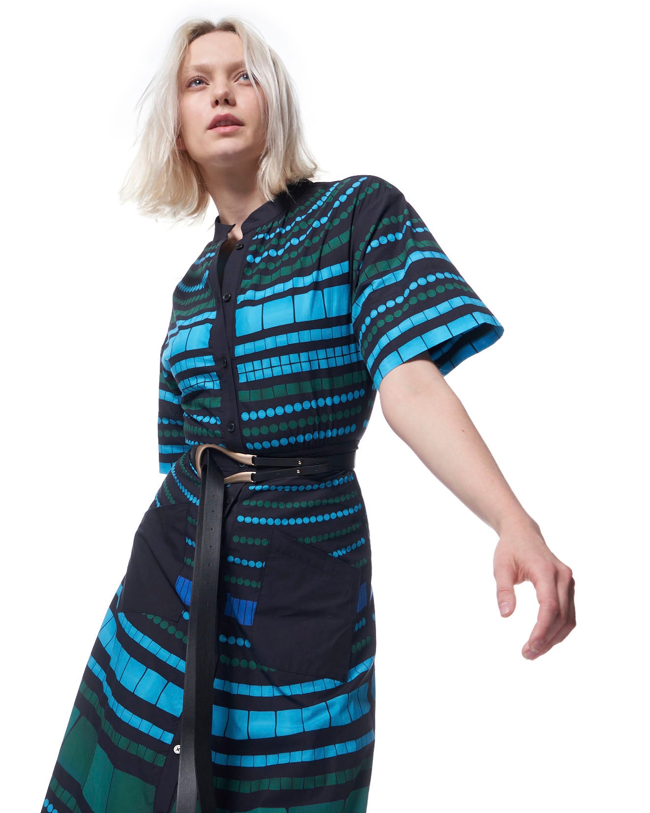 Cobie Shirtdress | Cyan Mosaic