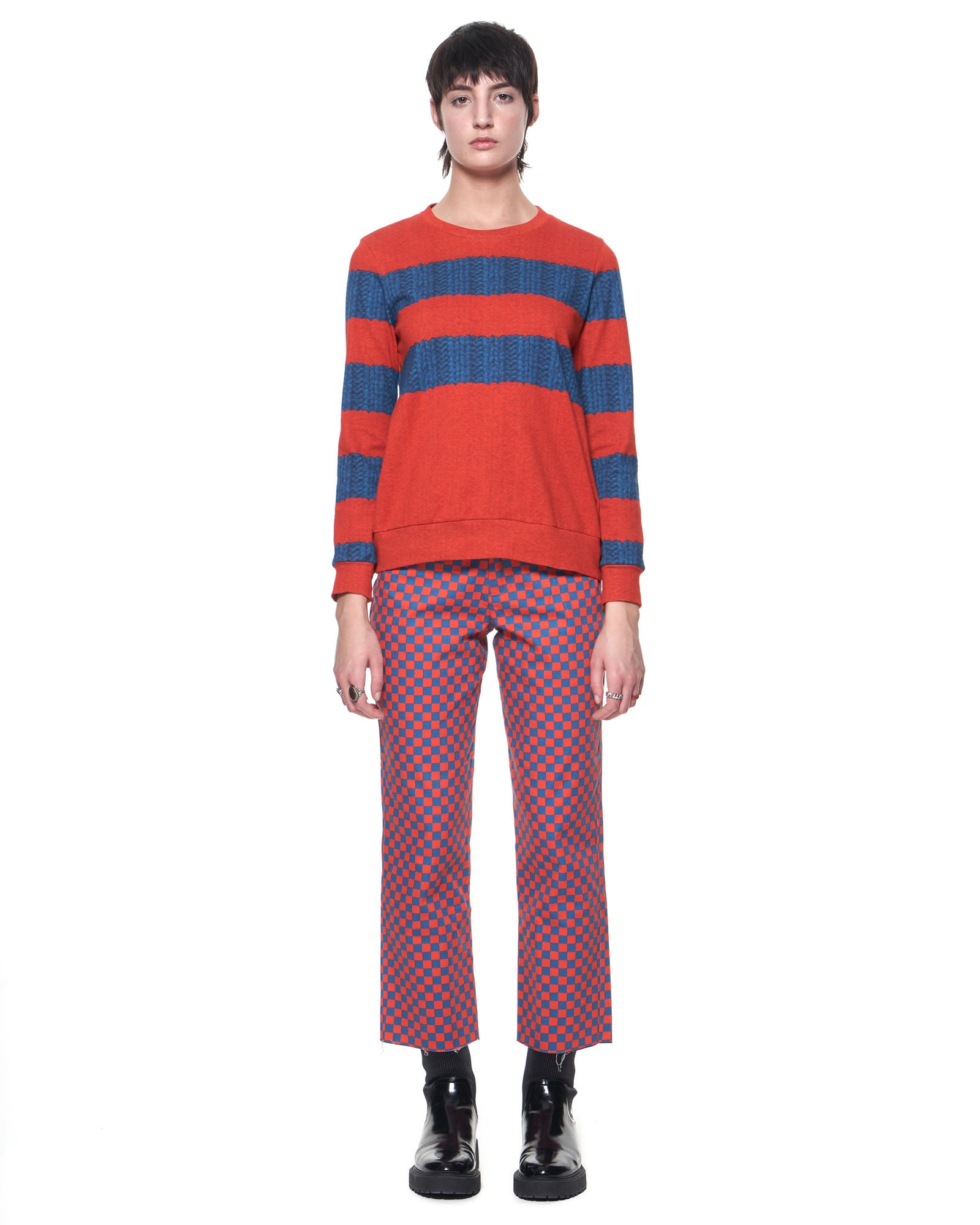 Cropped Alexa Jean | Blue Orange Grid