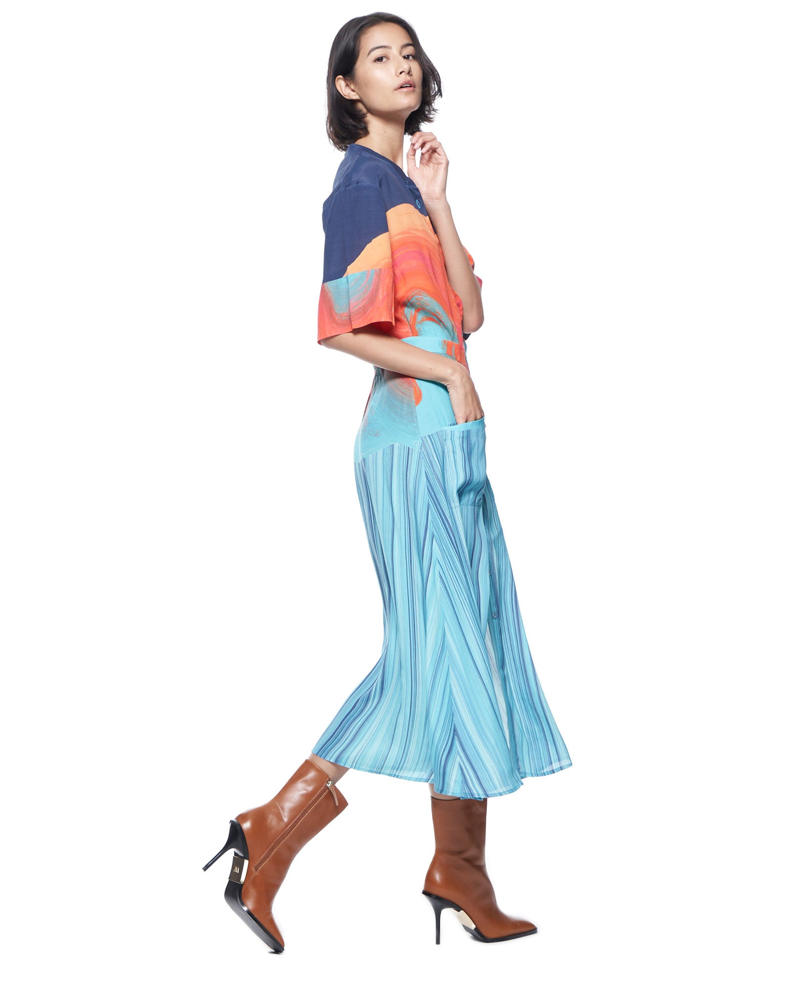 Cobie Shirtdress | Striped Baja Swirl