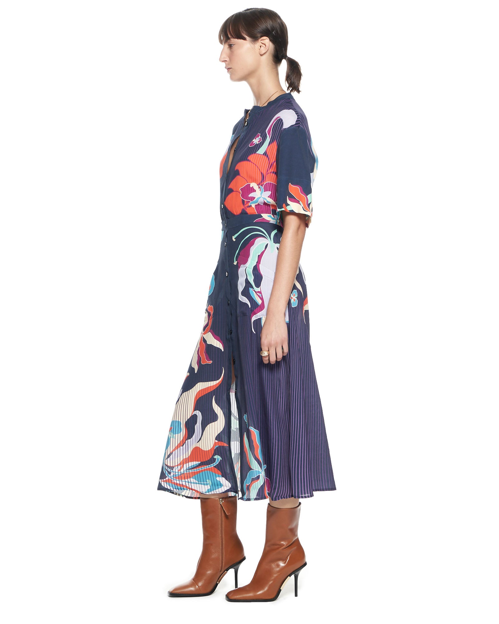 Cobie Shirtdress | Navy Tropics
