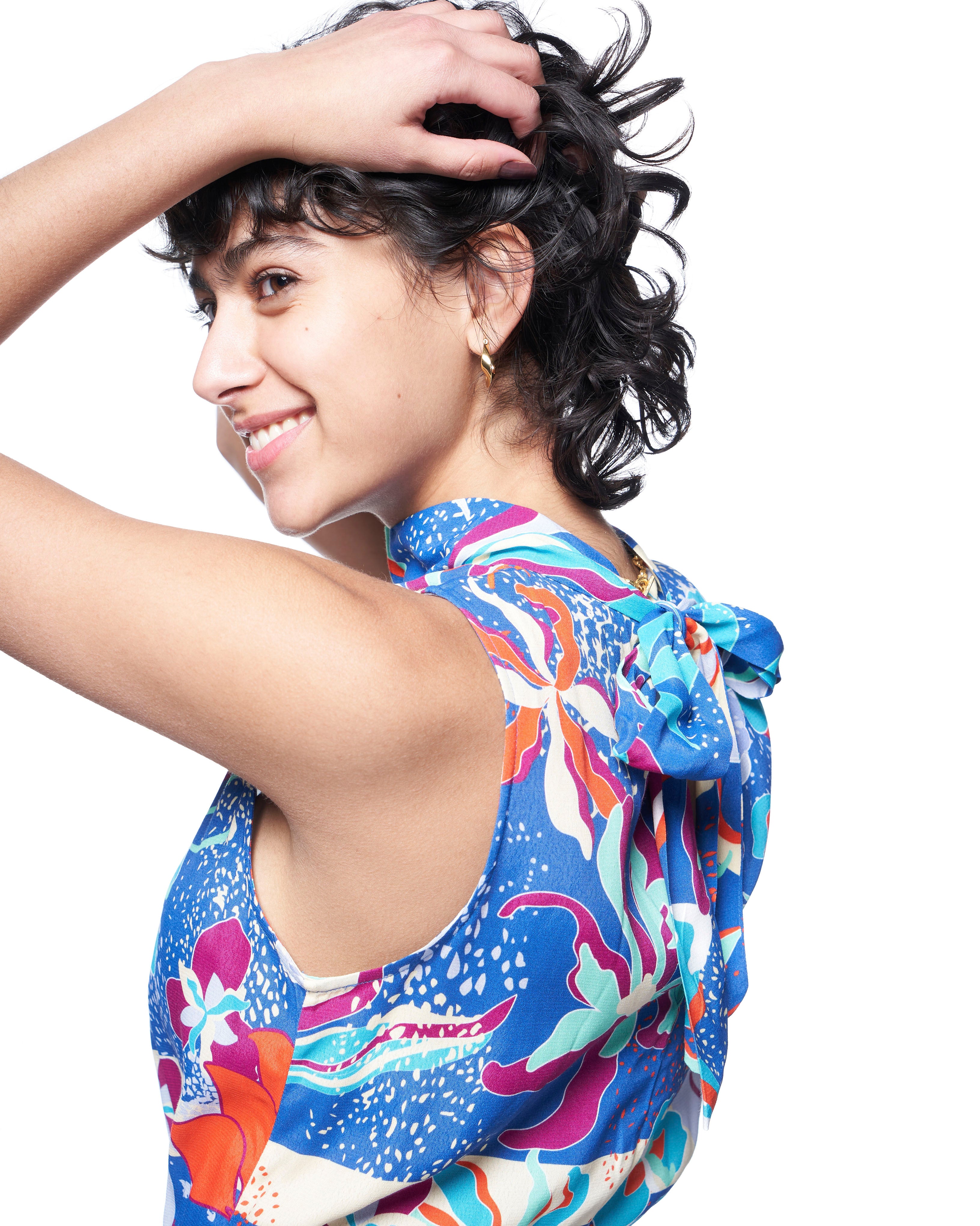 Jia Dress | Blue Tropics