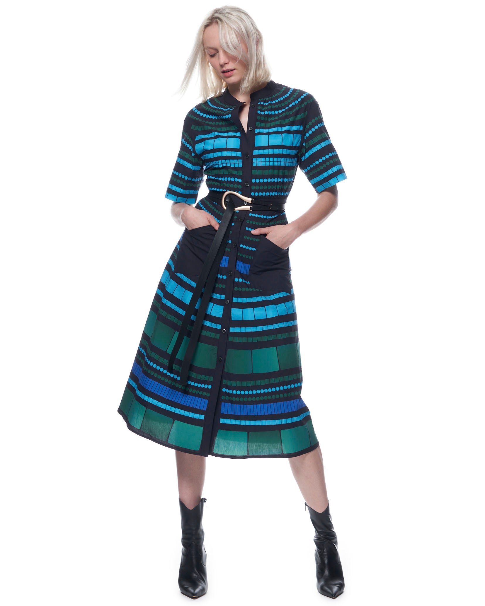 Cobie Shirtdress | Cyan Mosaic