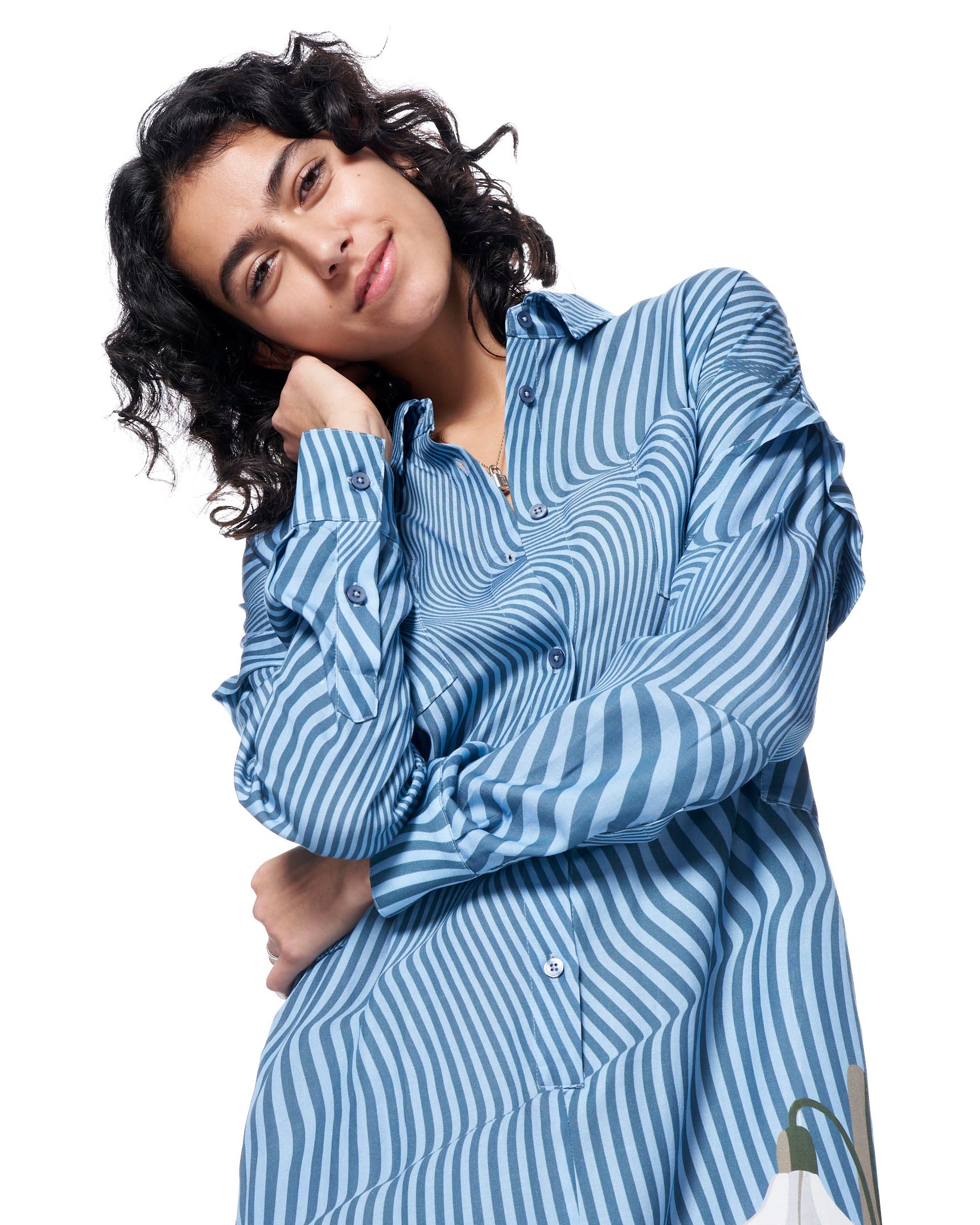 Riley Shirtdress | Blue Rumpled Stripe