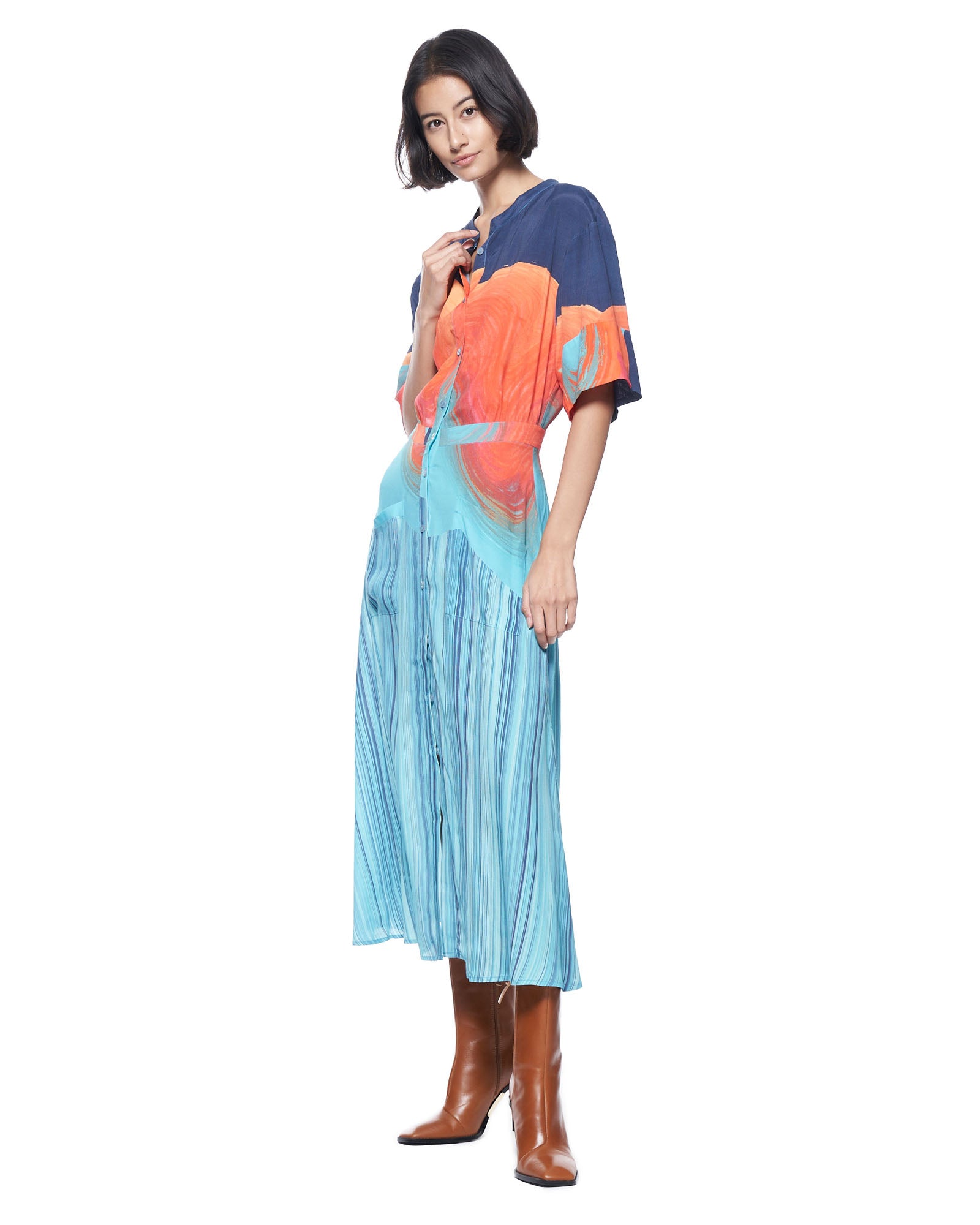 Cobie Shirtdress | Striped Baja Swirl