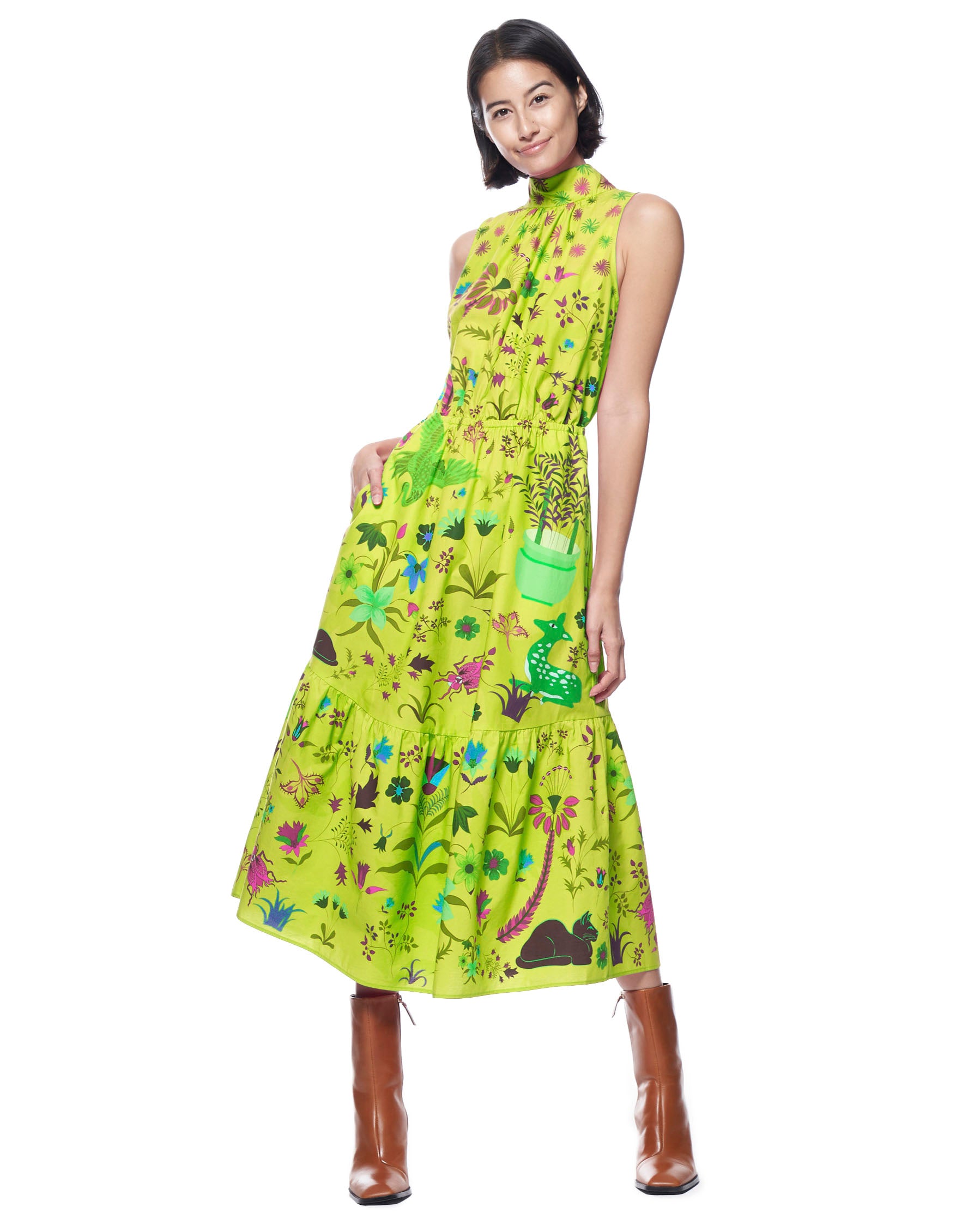 Jia Dress | Lime Palampore