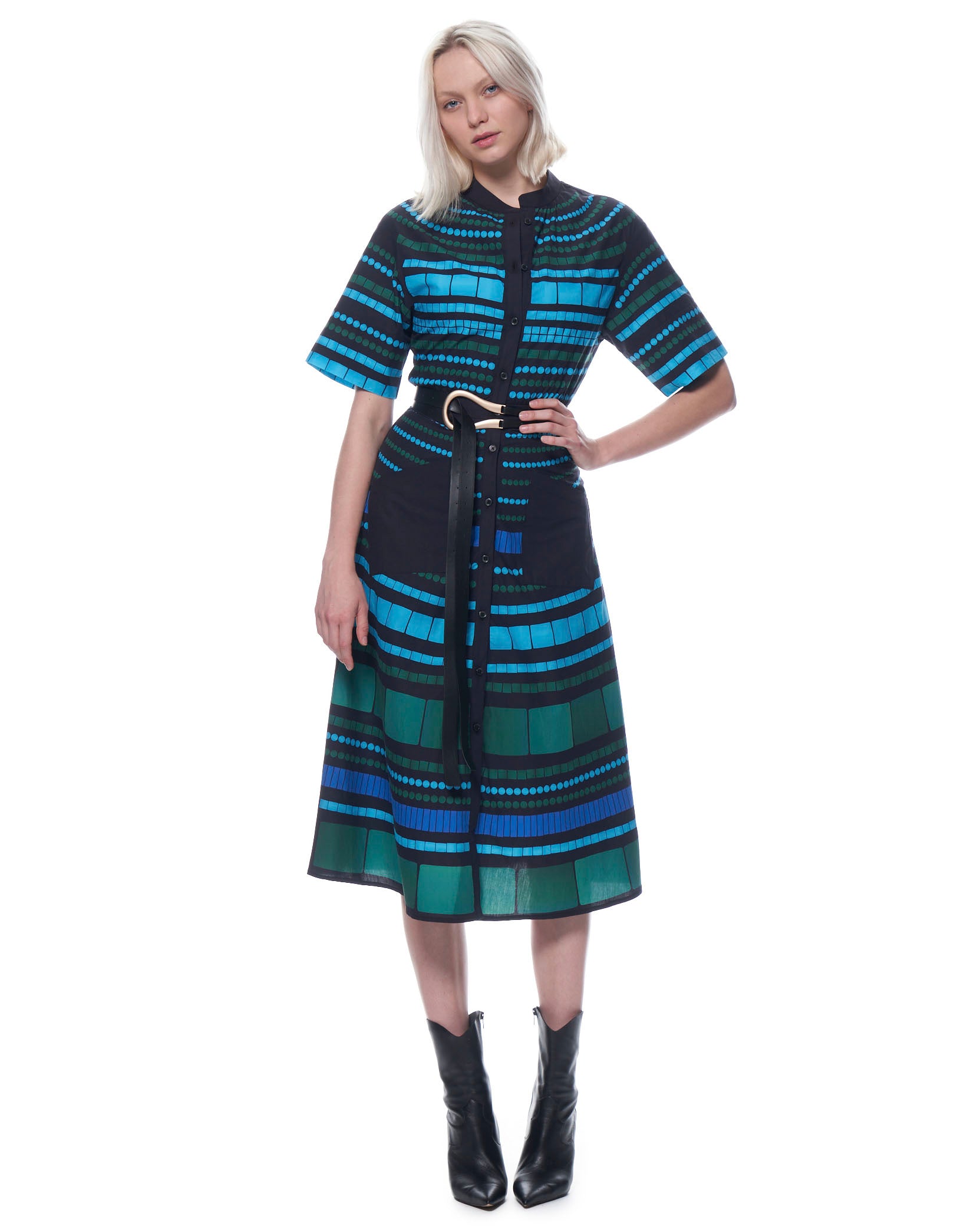 Cobie Shirtdress | Cyan Mosaic