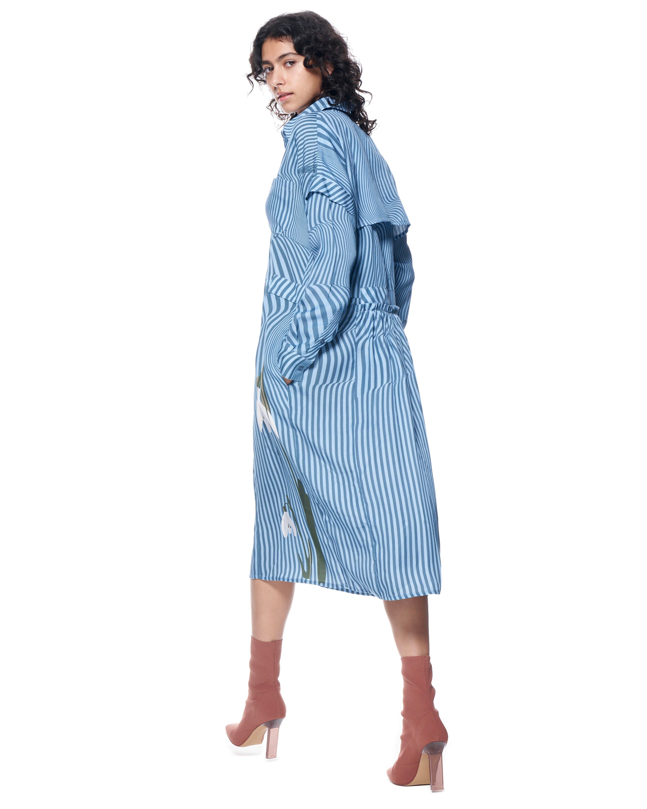 Riley Shirtdress | Blue Rumpled Stripe