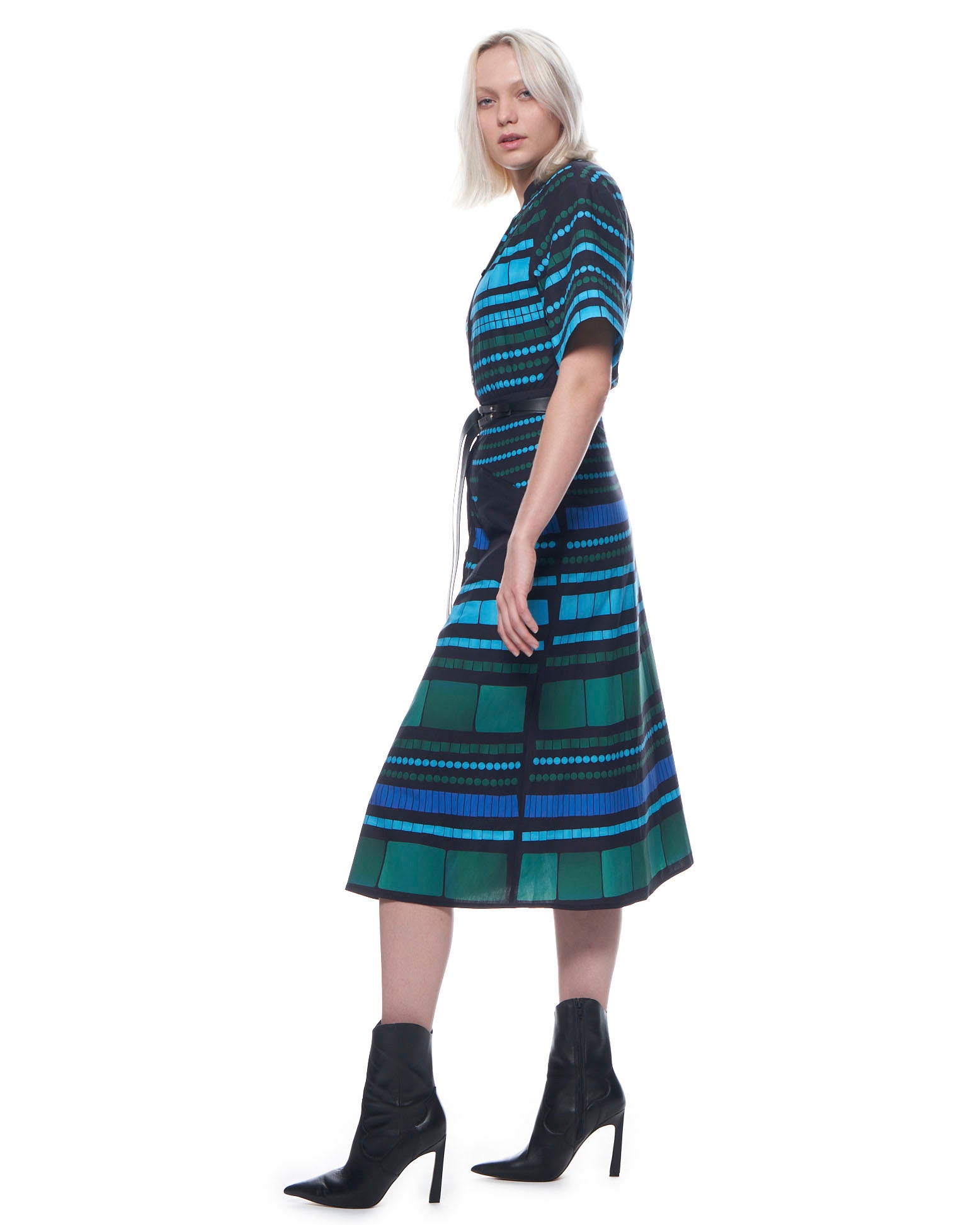 Cobie Shirtdress | Cyan Mosaic