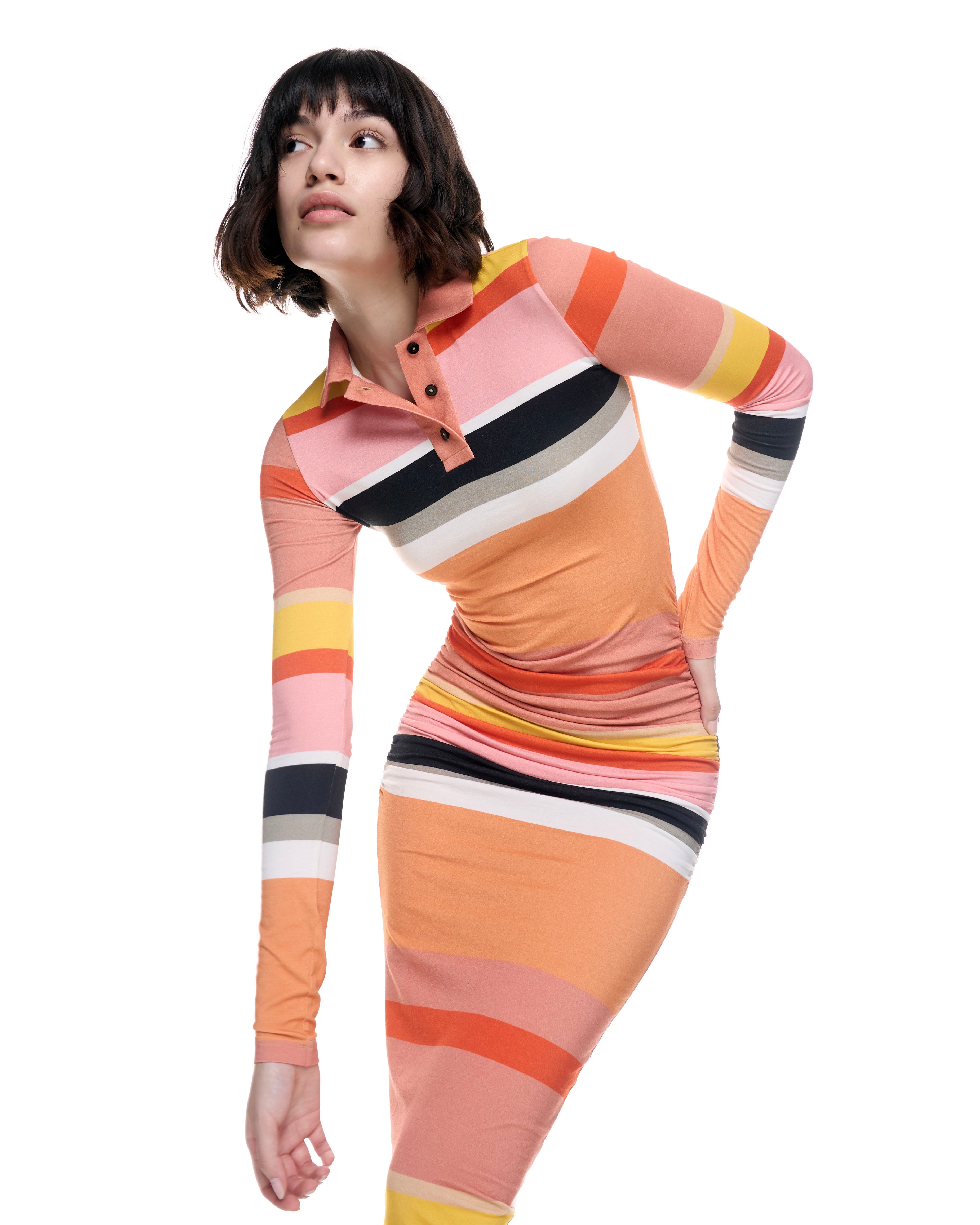 Natalie Dress | Peach Stripes