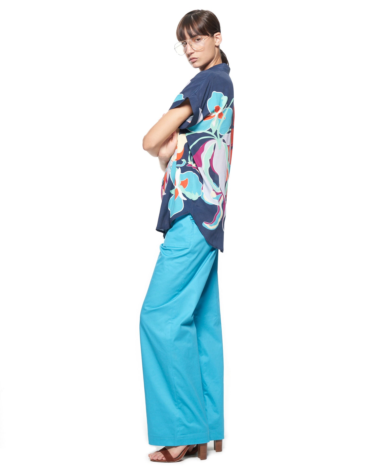 Dottie Blouse | Navy Tropics
