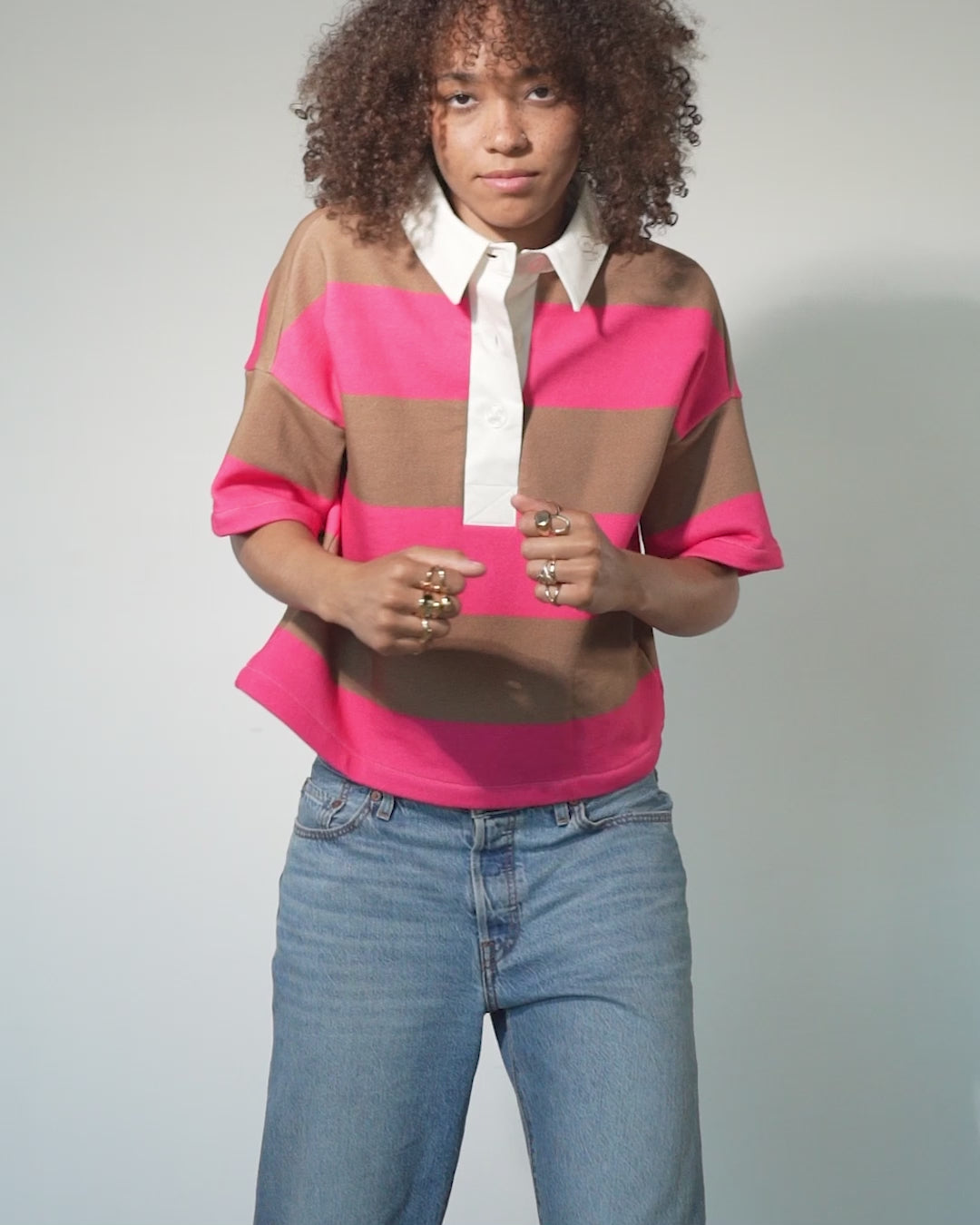 Rugby Shirt | Pink Mocha Stripe