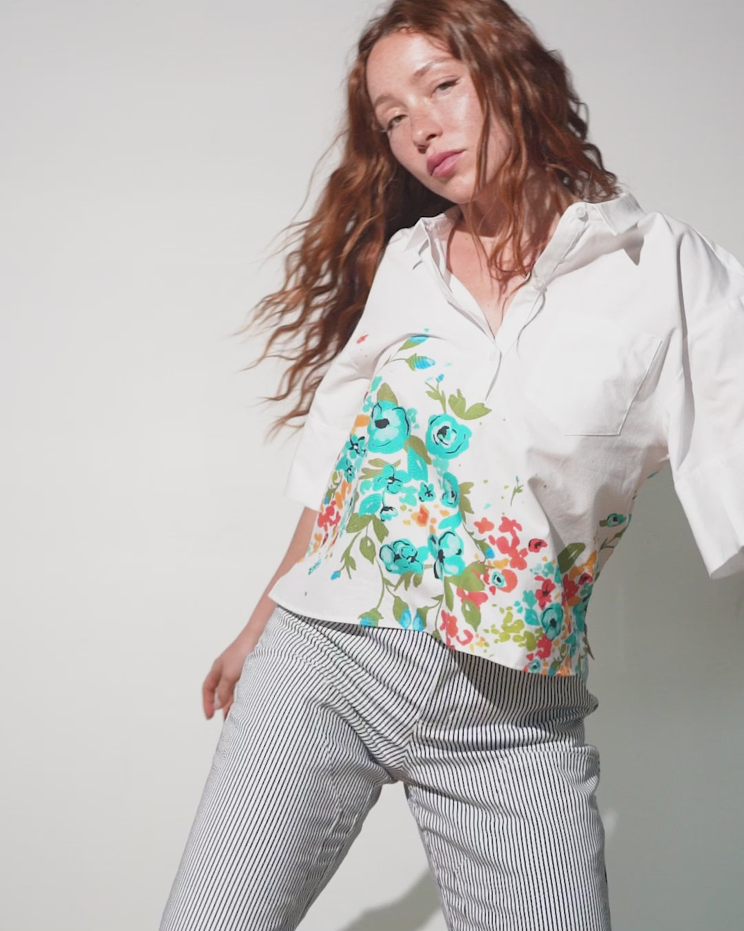 Boxy Shirt | White Morning Blooms