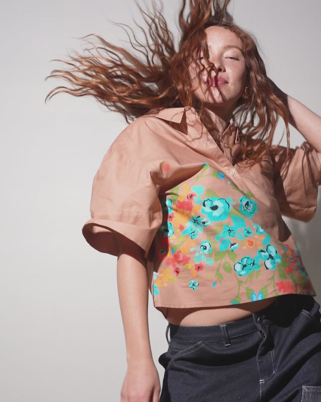 Boxy Shirt | Mocha Morning Blooms