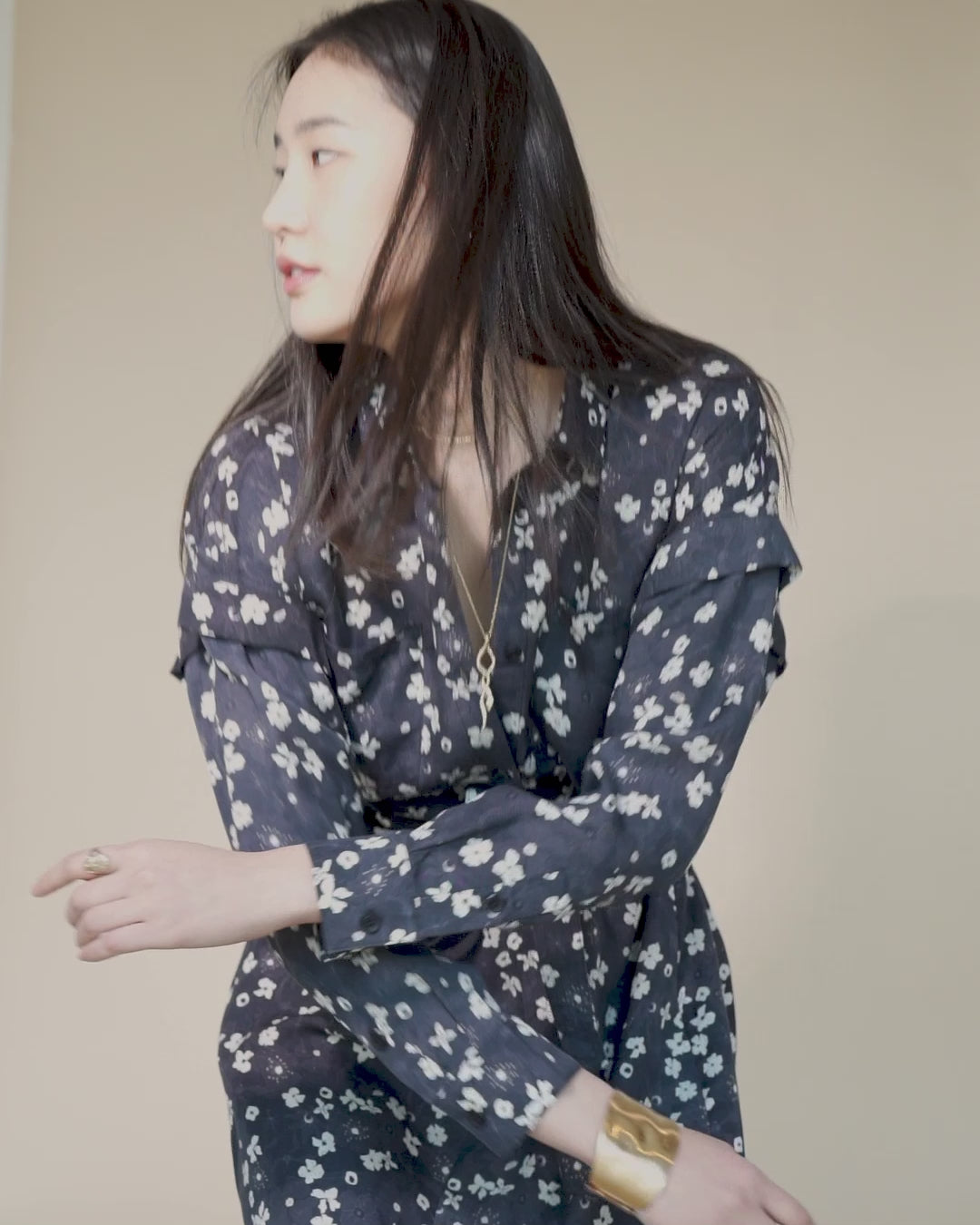 Riley Shirtdress | Black Primrose