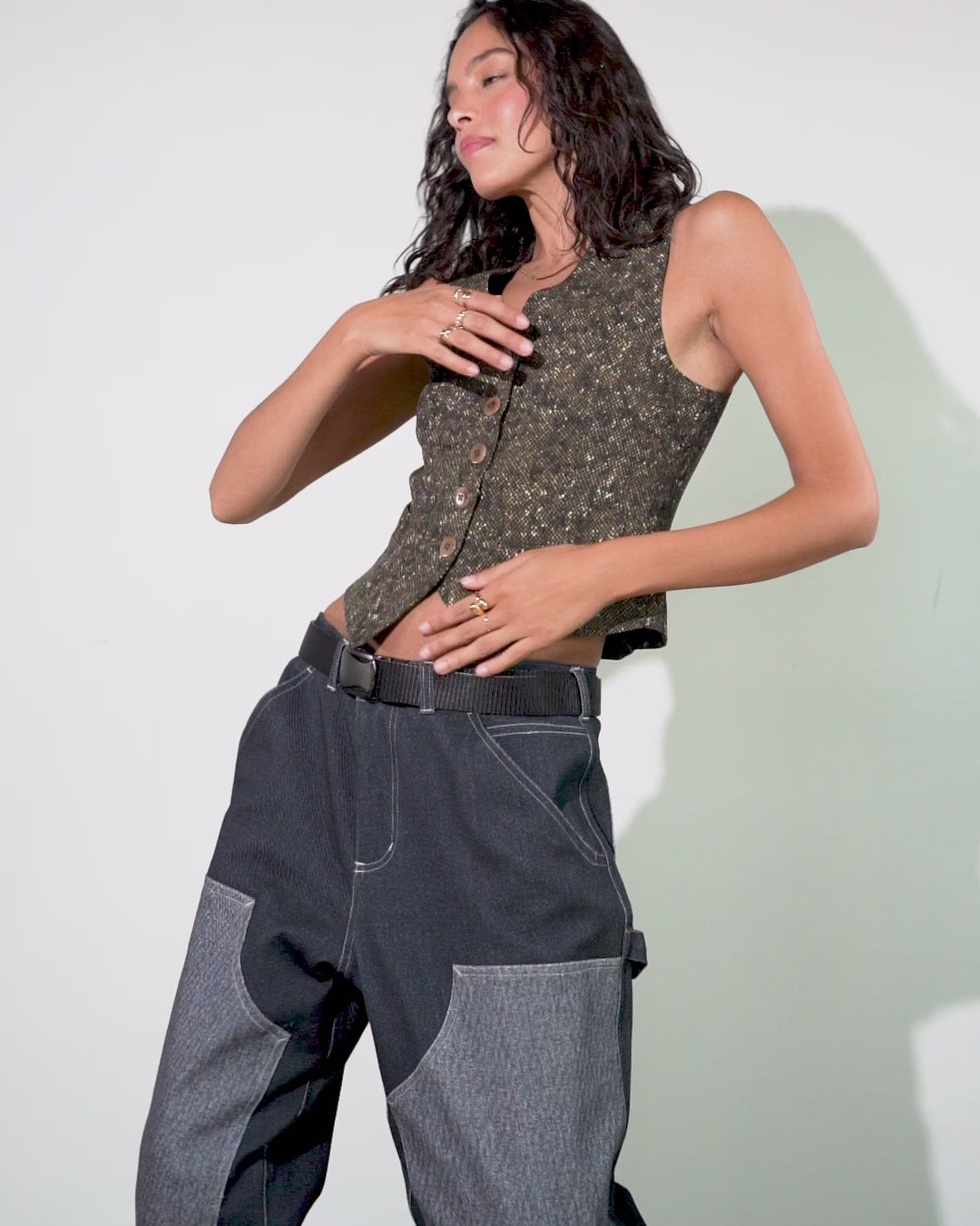 Margo Vest | Flecked Light Olive