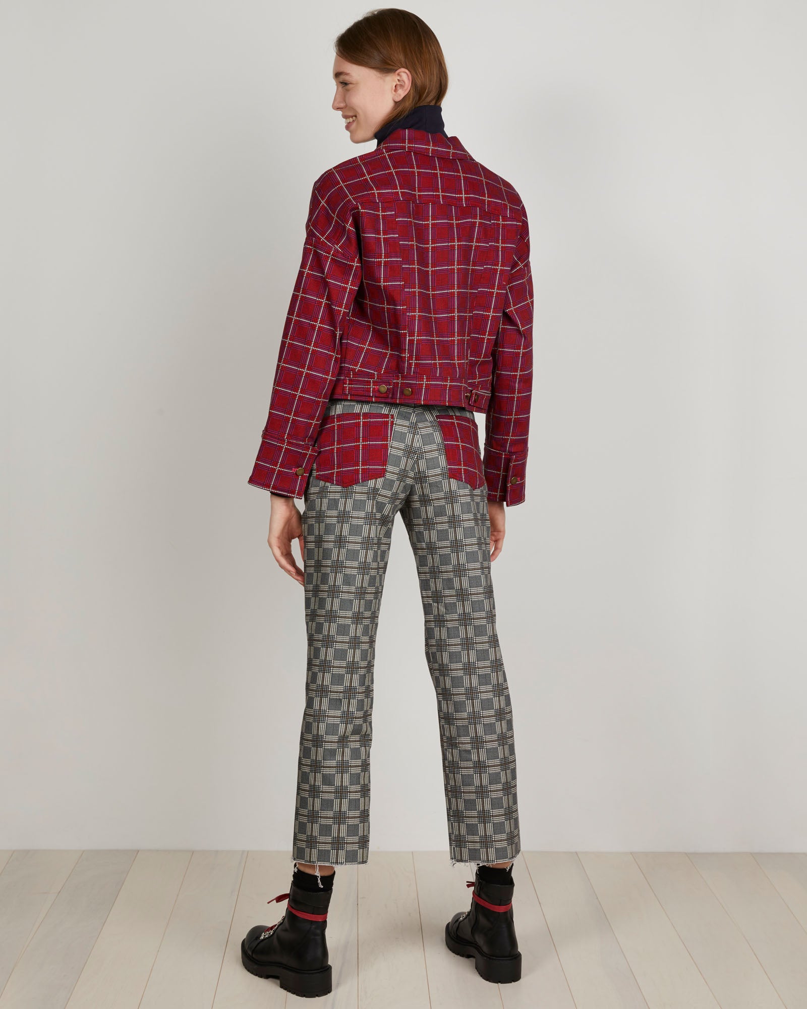 Cropped Alexa Jean | Tan Glen Plaid