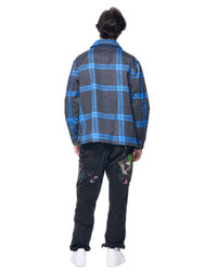 Taran Shirt Jacket | Neon Blue Dad Plaid