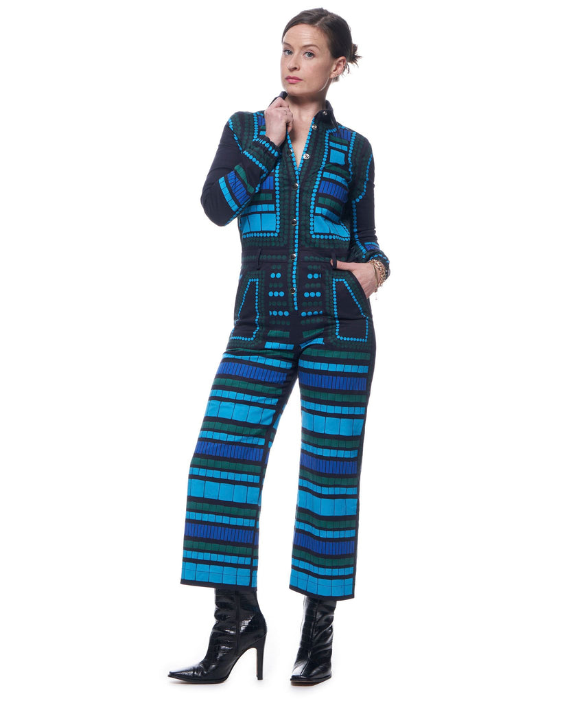 Alex Jumpsuit | Cyan Mosaic