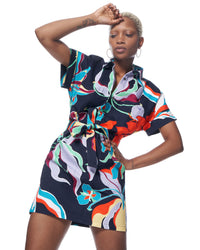 SS Dottie Cargo Dress | Navy Tropics