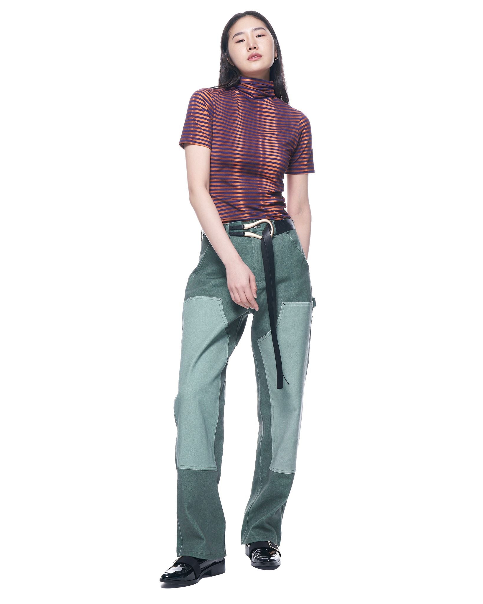 Short Sleeve Turtleneck | Purple Copper Stripe