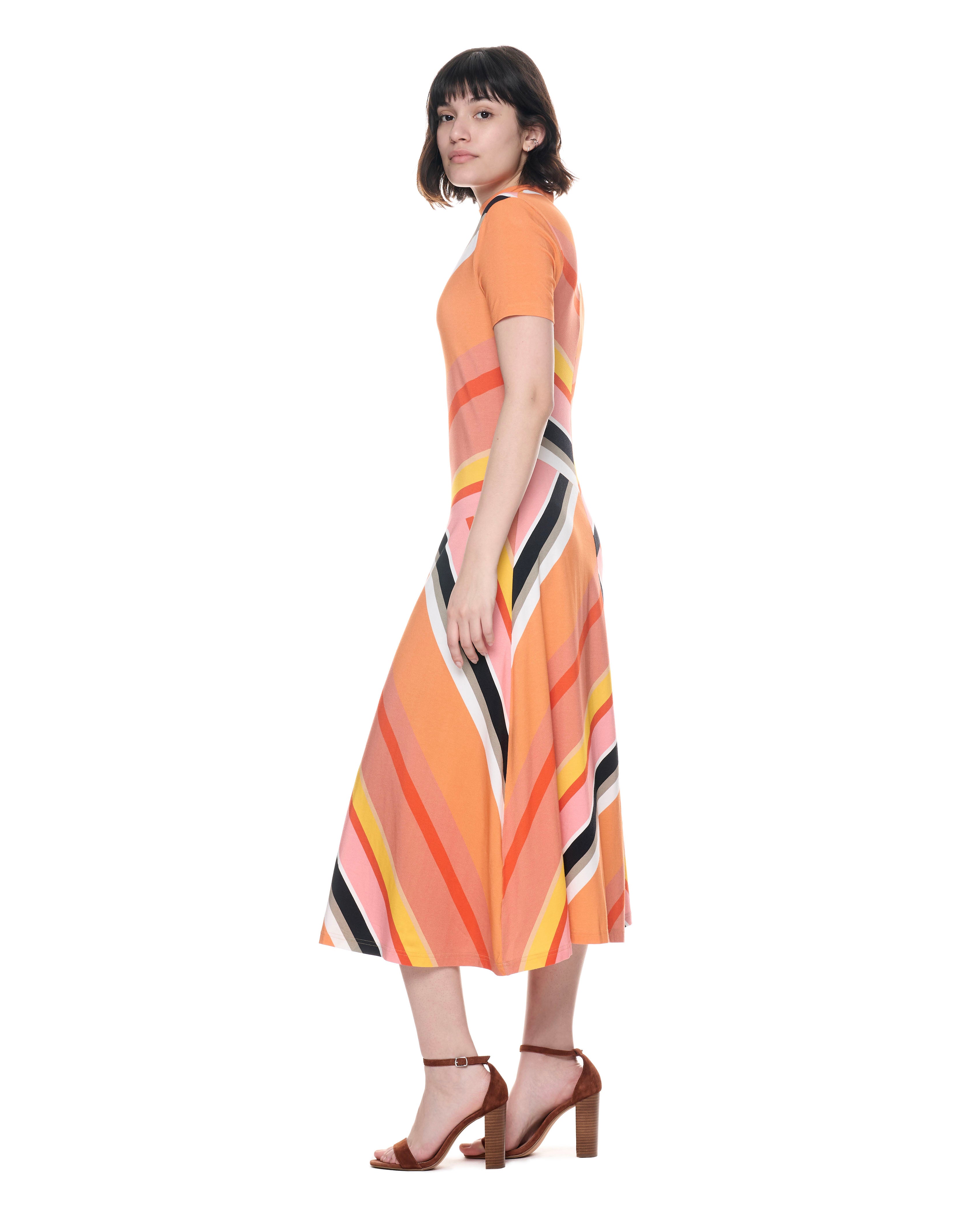 Lola Dress | Peach Stripes