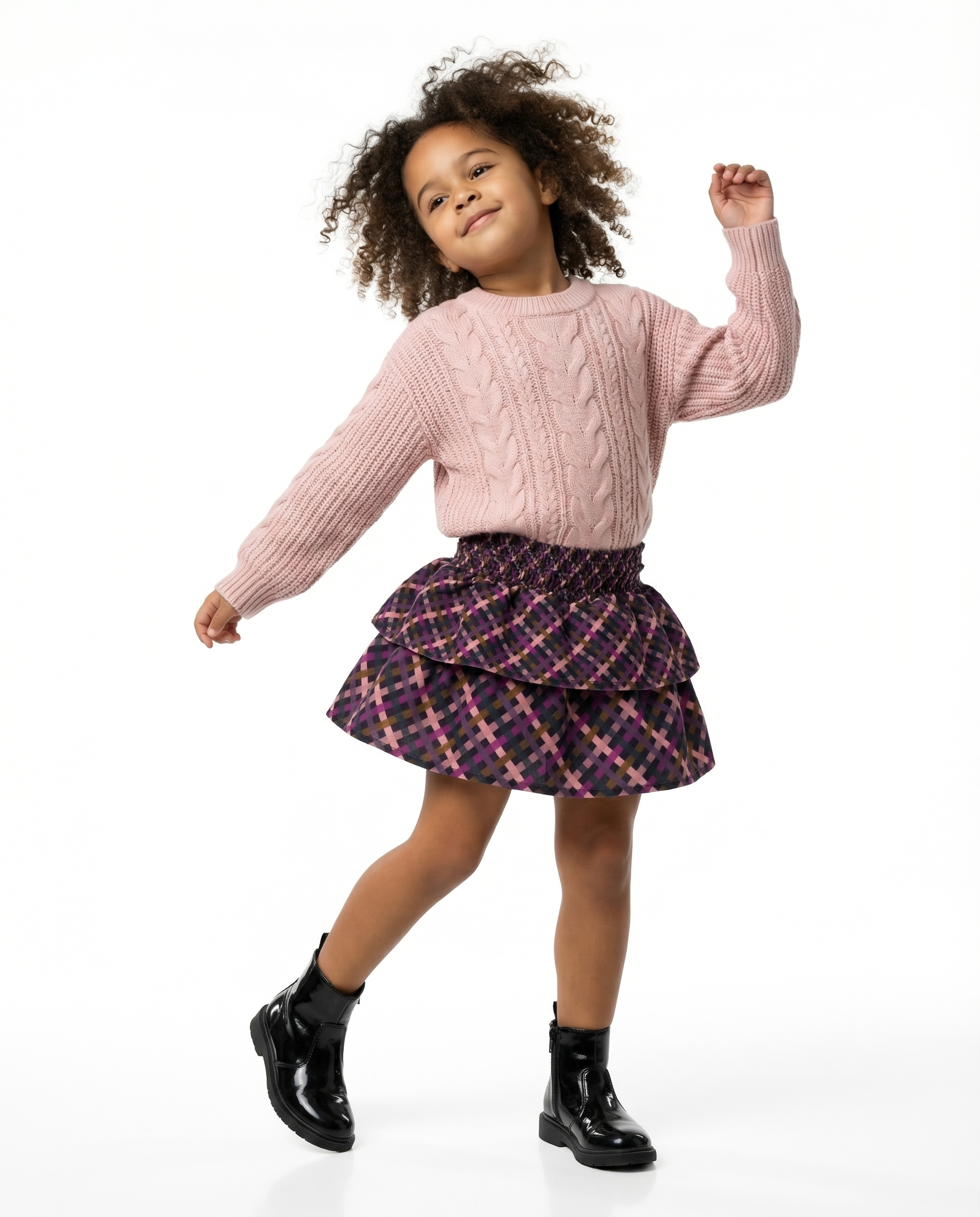 KID Ruffled Skirt | Berry Florals Gingham