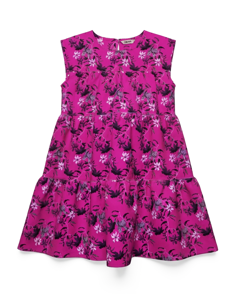KID Ruffle Dress | Magenta Upstate Florals