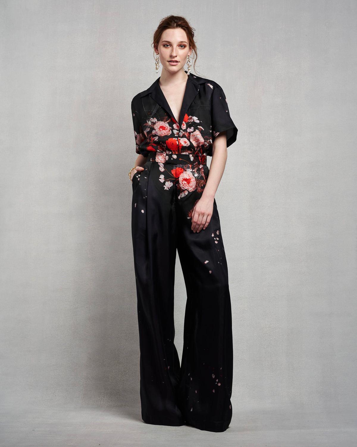 Leah Trouser | Red Shattered Florals