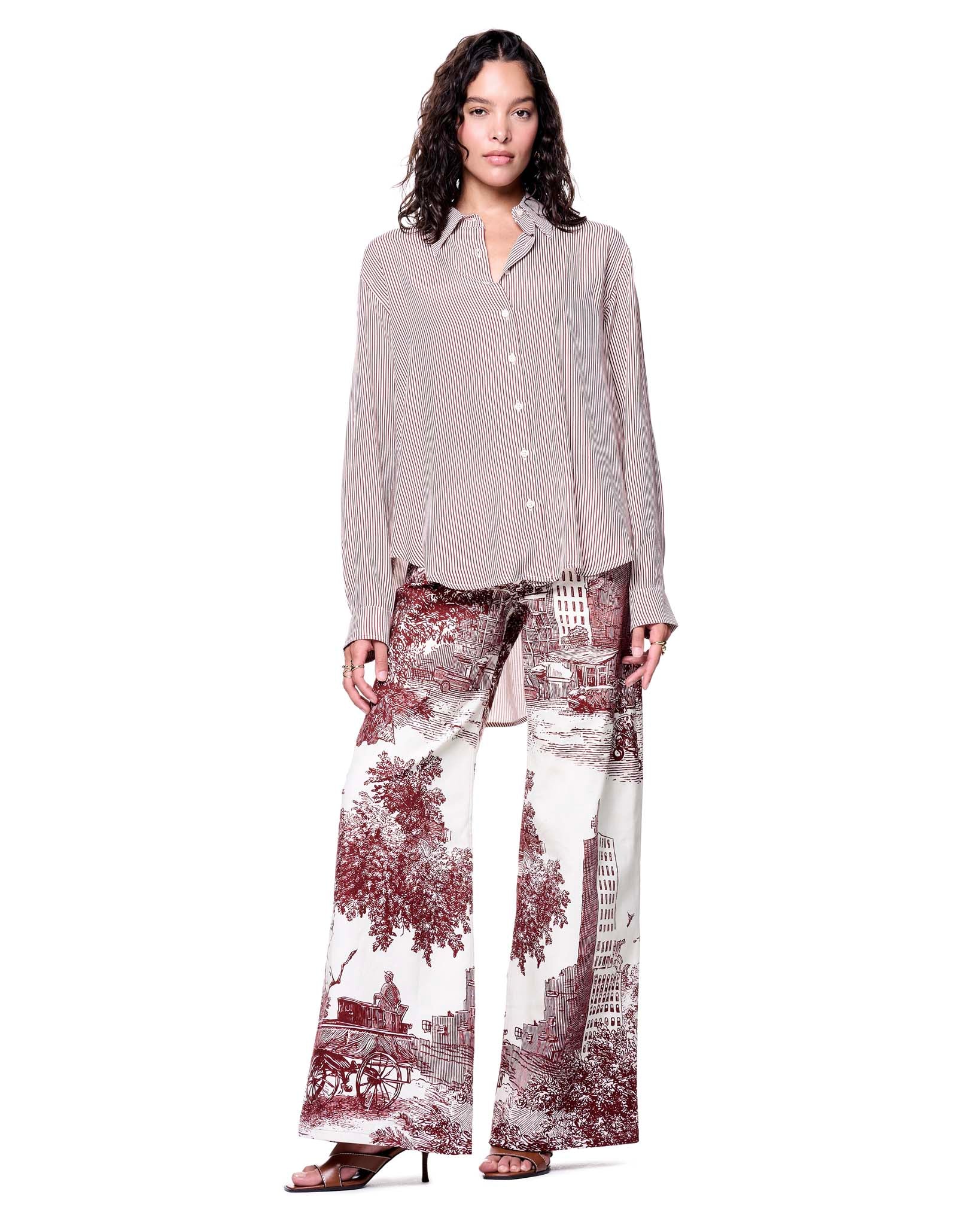 Annie Shirt | Red Toile Prep Stripe