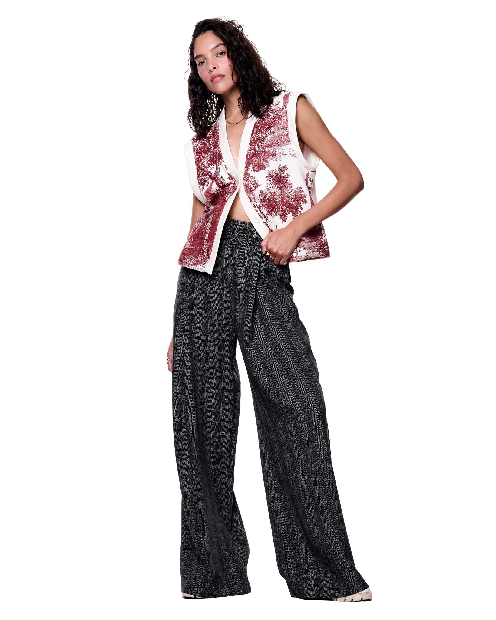 Frankie Trouser | Grey Chevron