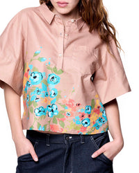 Boxy Shirt | Mocha Morning Blooms