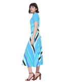 Lola Dress | Cyan Stripe