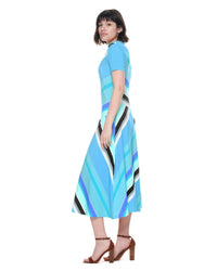 Lola Dress | Cyan Stripe