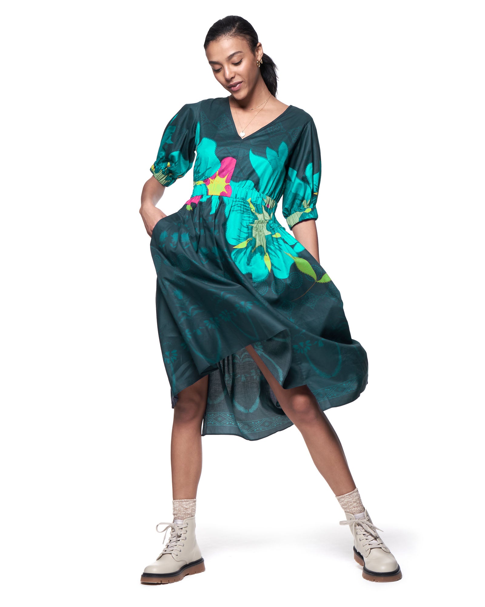 Sophia Dress | Evergreen Blooming Batik