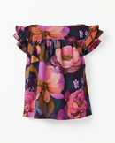KID Ruffle Sleeve Top | Powder Peonies