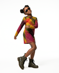 KID Long Sleeve Tee Dress | Citrus Plaid