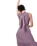 Jia Dress | Blue Orange Grid