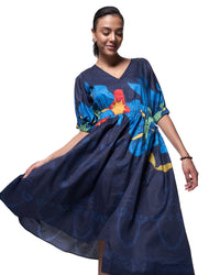 Sophia Dress | Navy Blooming Batik