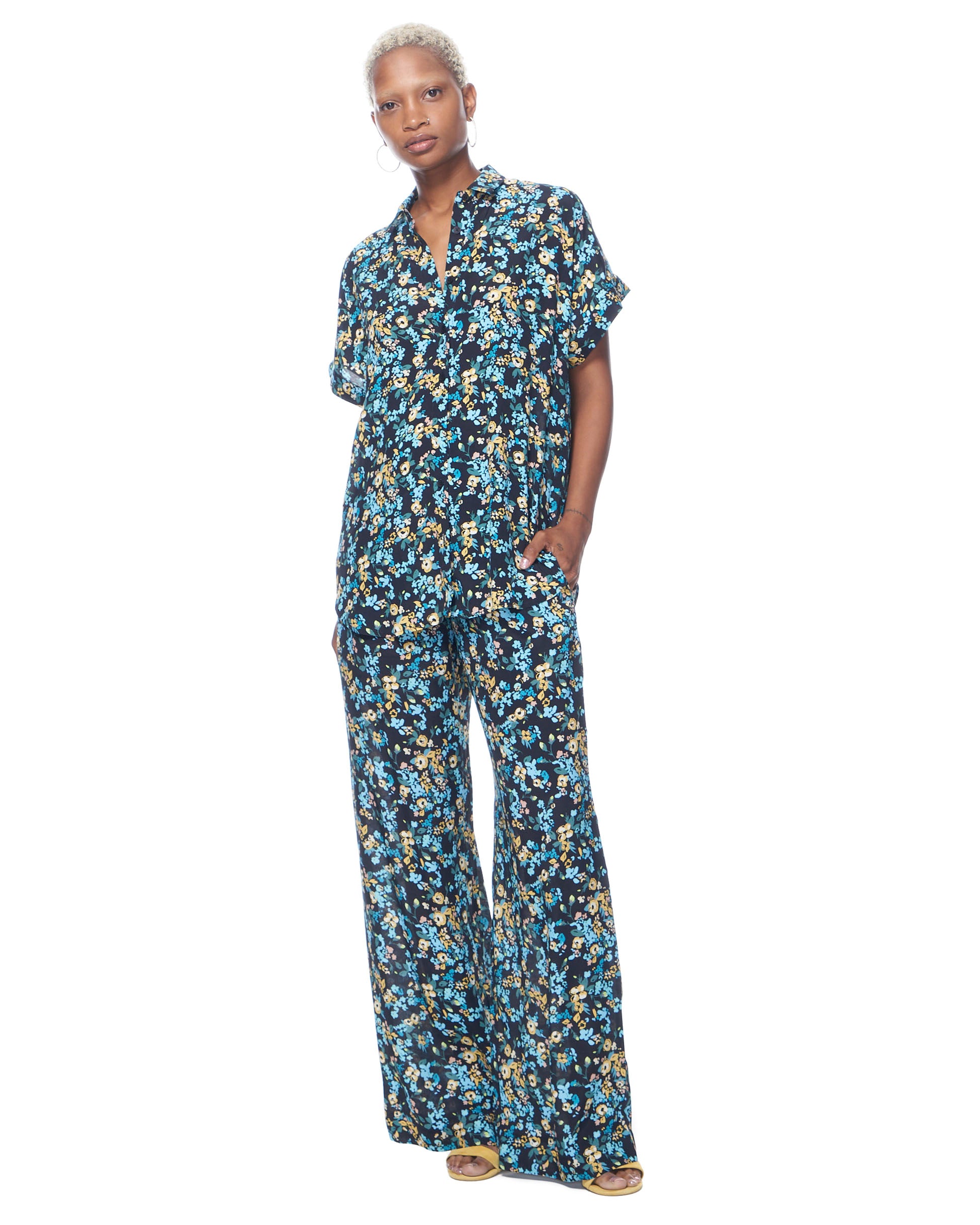 Dottie Blouse | Blue Autumn Blooms