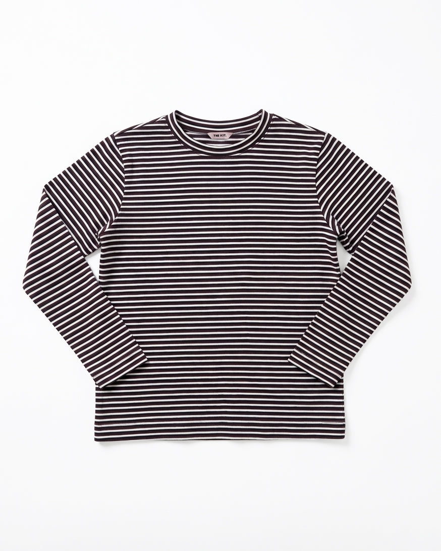 KID Long Sleeve Tee | Merlot Stripe