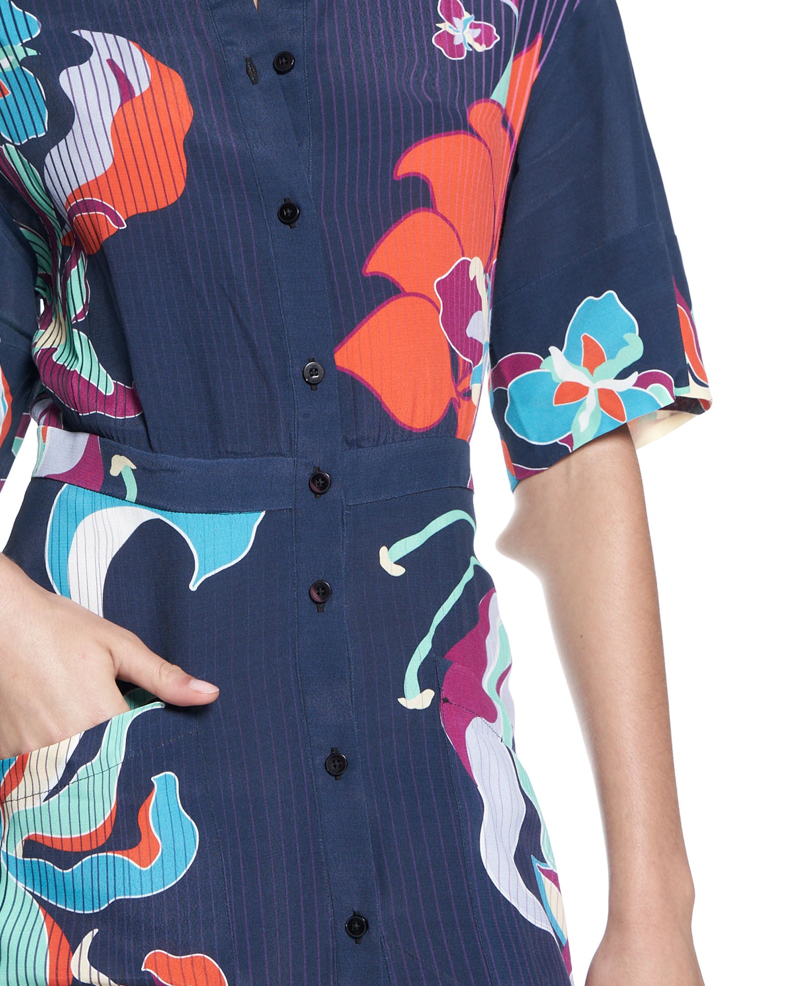 Cobie Shirtdress | Navy Tropics