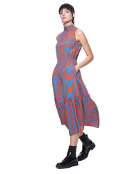 Jia Dress | Blue Orange Grid