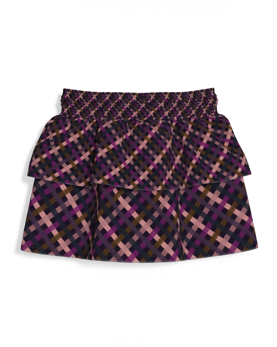 KID Ruffled Skirt | Berry Florals Gingham