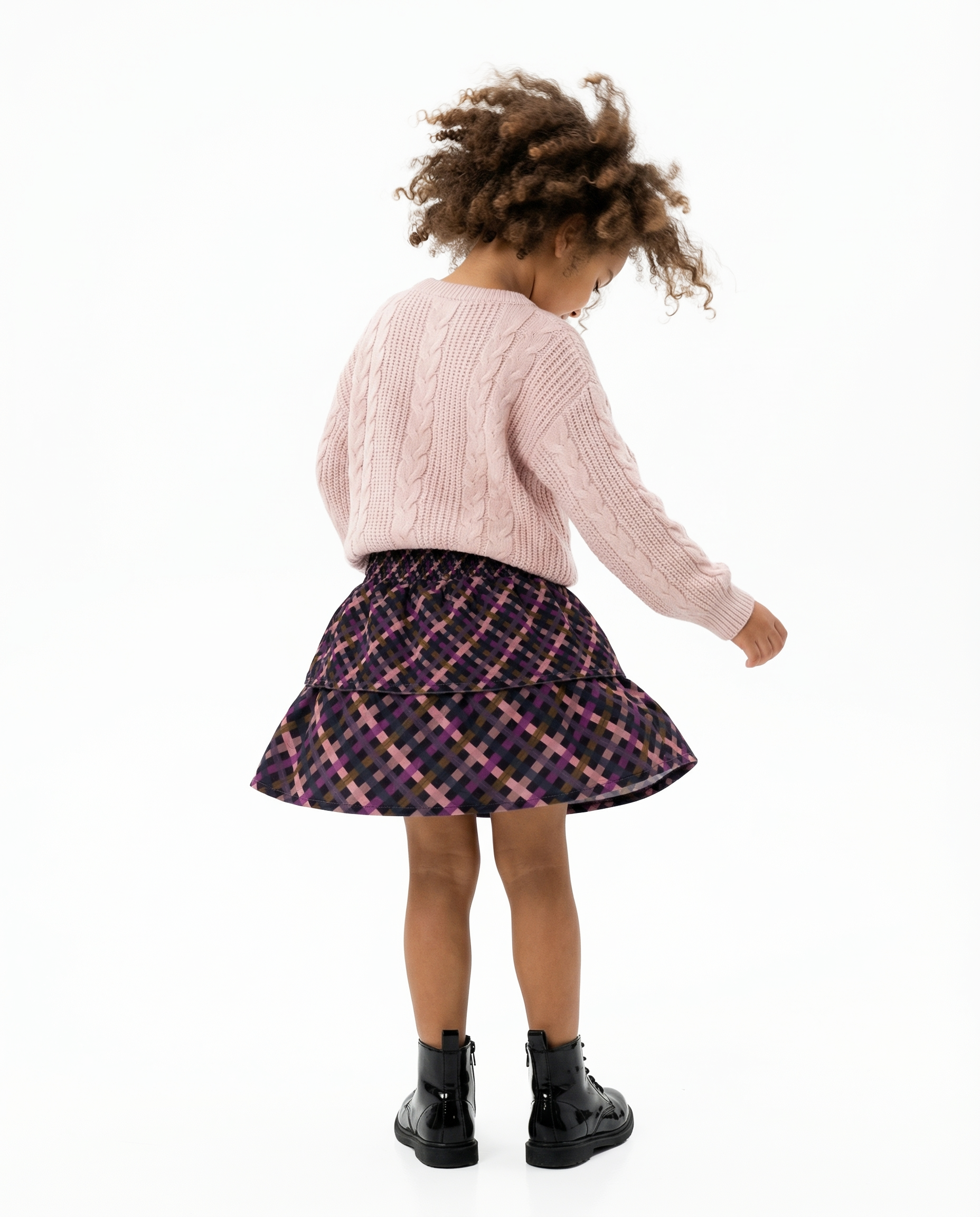 KID Ruffled Skirt | Berry Florals Gingham