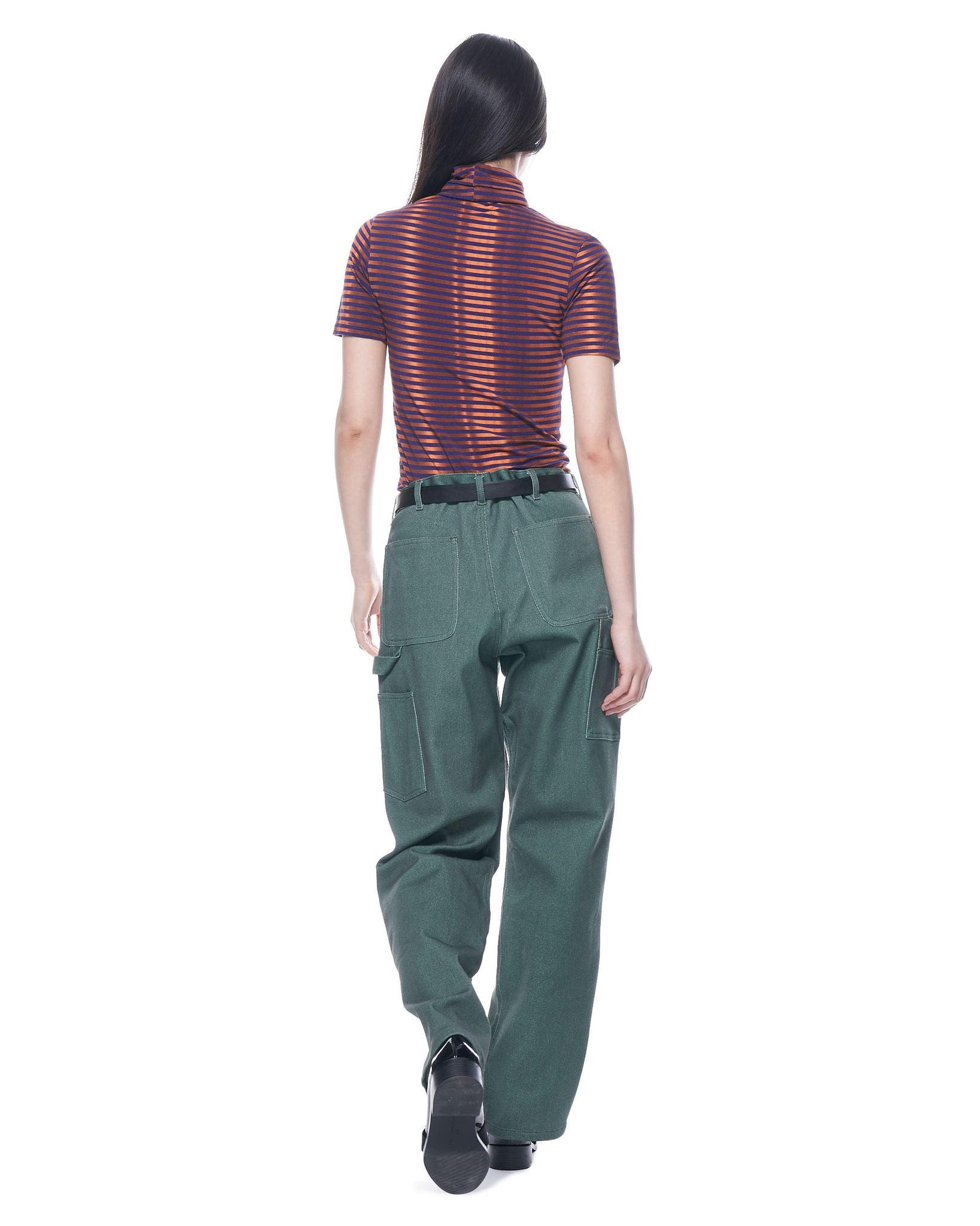 Short Sleeve Turtleneck | Purple Copper Stripe