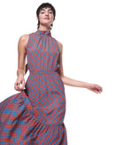 Jia Dress | Blue Orange Grid