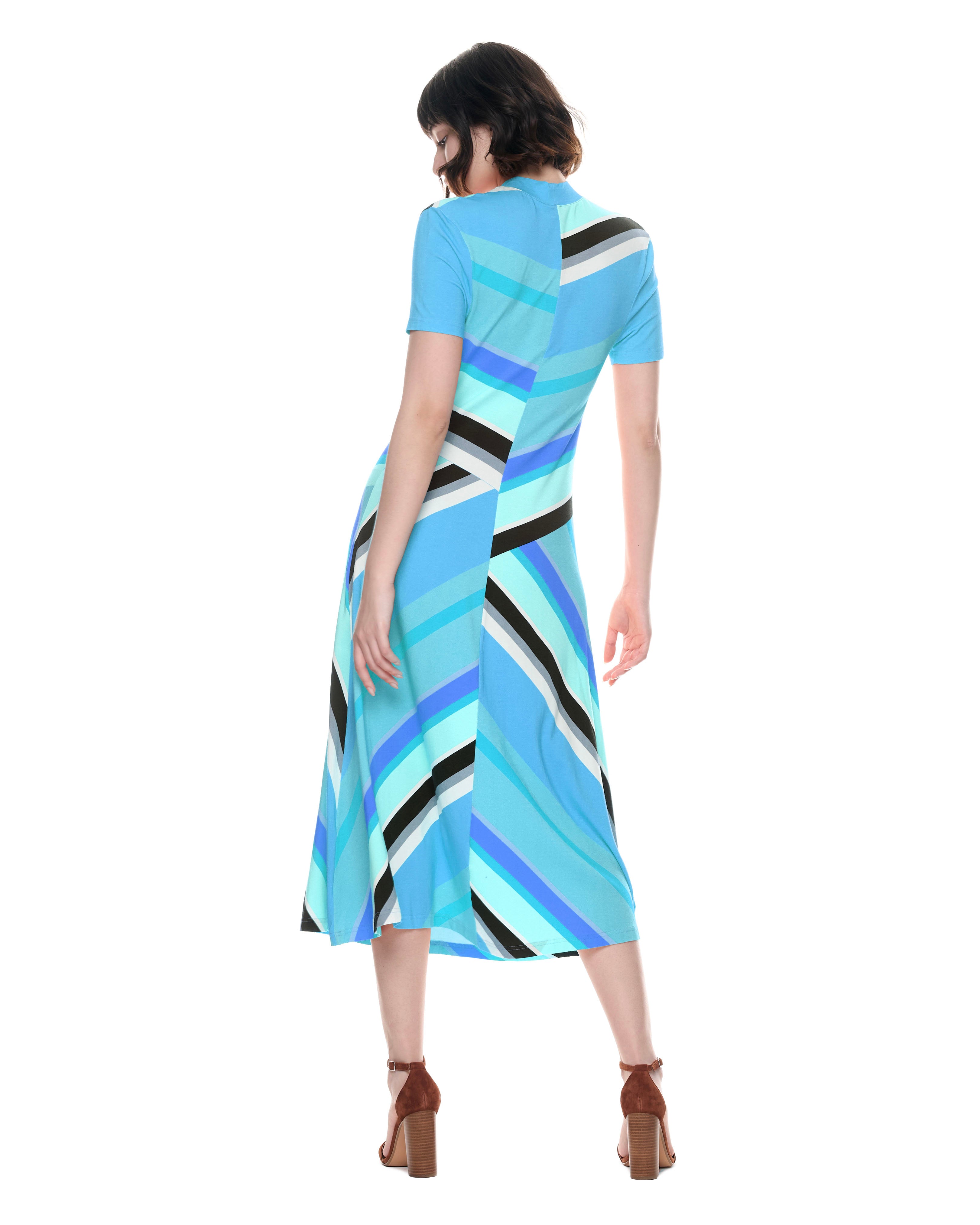 Lola Dress | Cyan Stripe
