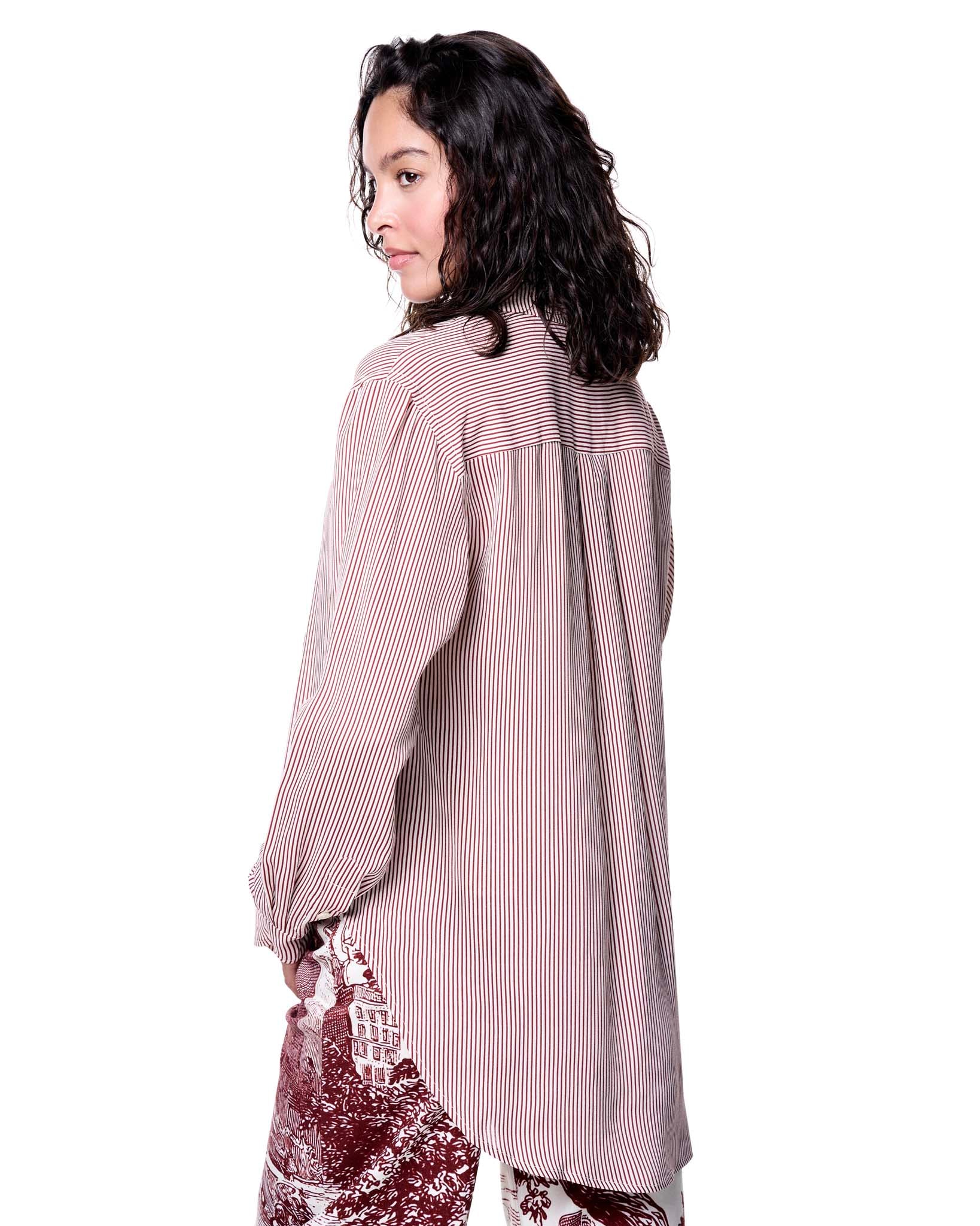 Annie Shirt | Red Toile Prep Stripe
