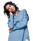 Riley Shirtdress | Blue Rumpled Stripe